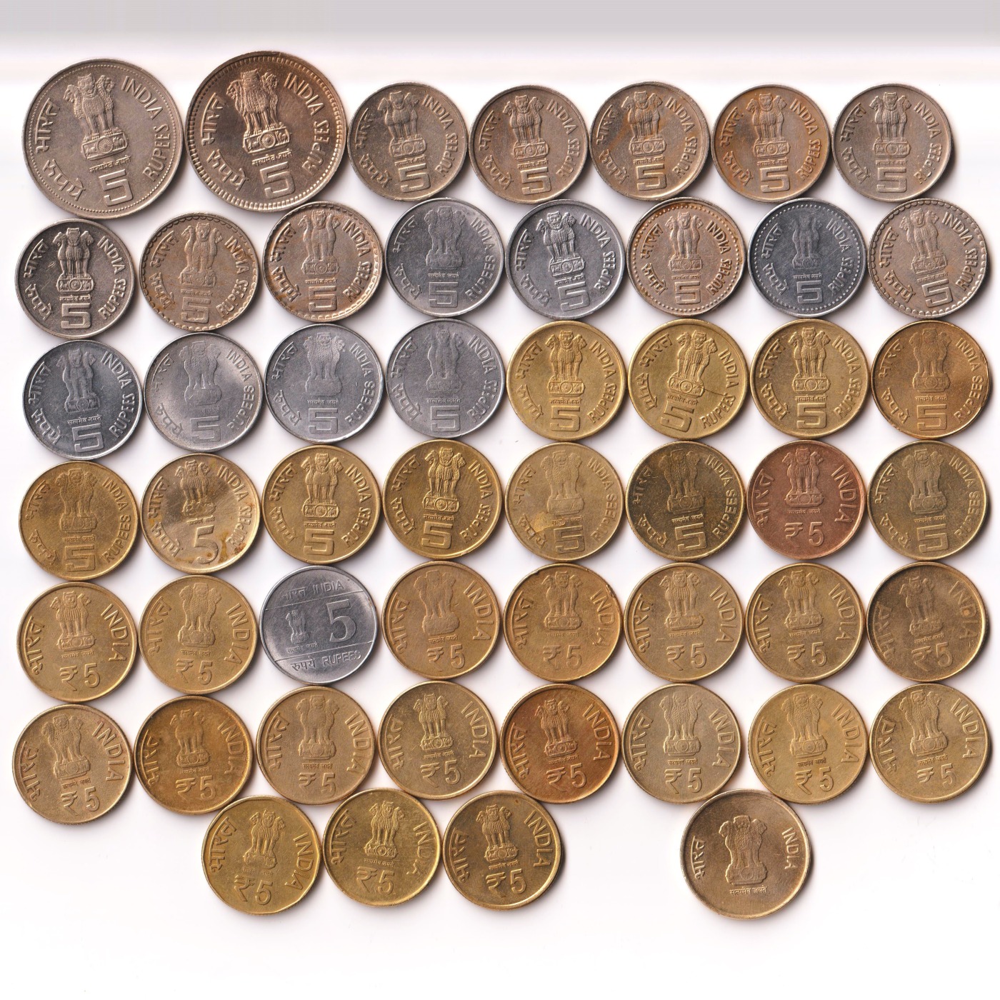 Different 51 Coin of 5 Rupee Commemorative Coins Collection